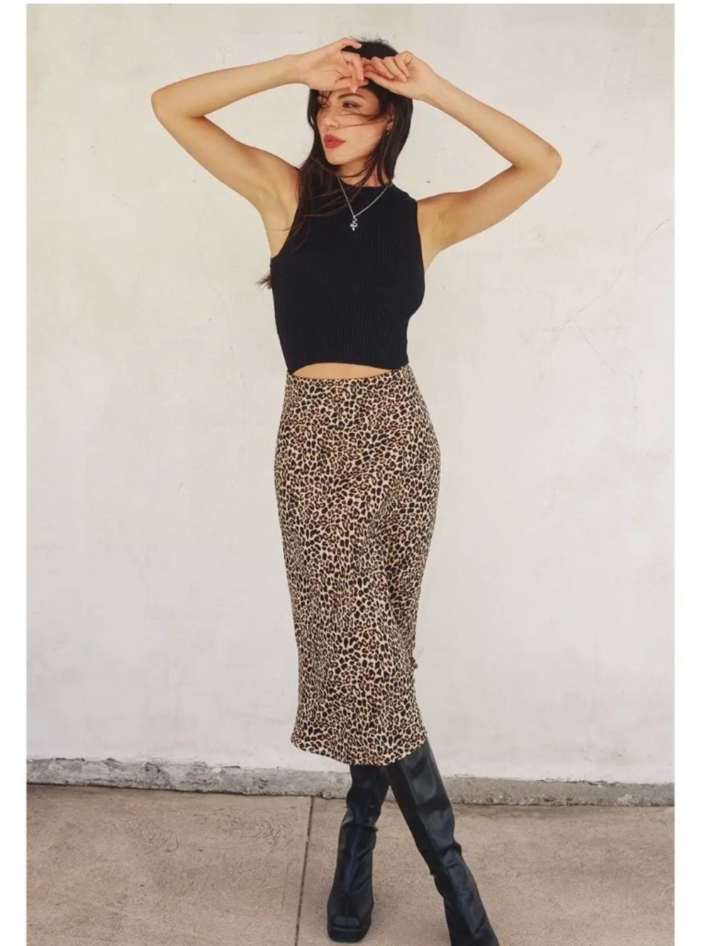 Greylin Leopard Print Midi Skirt in Brown, Black, Grey
